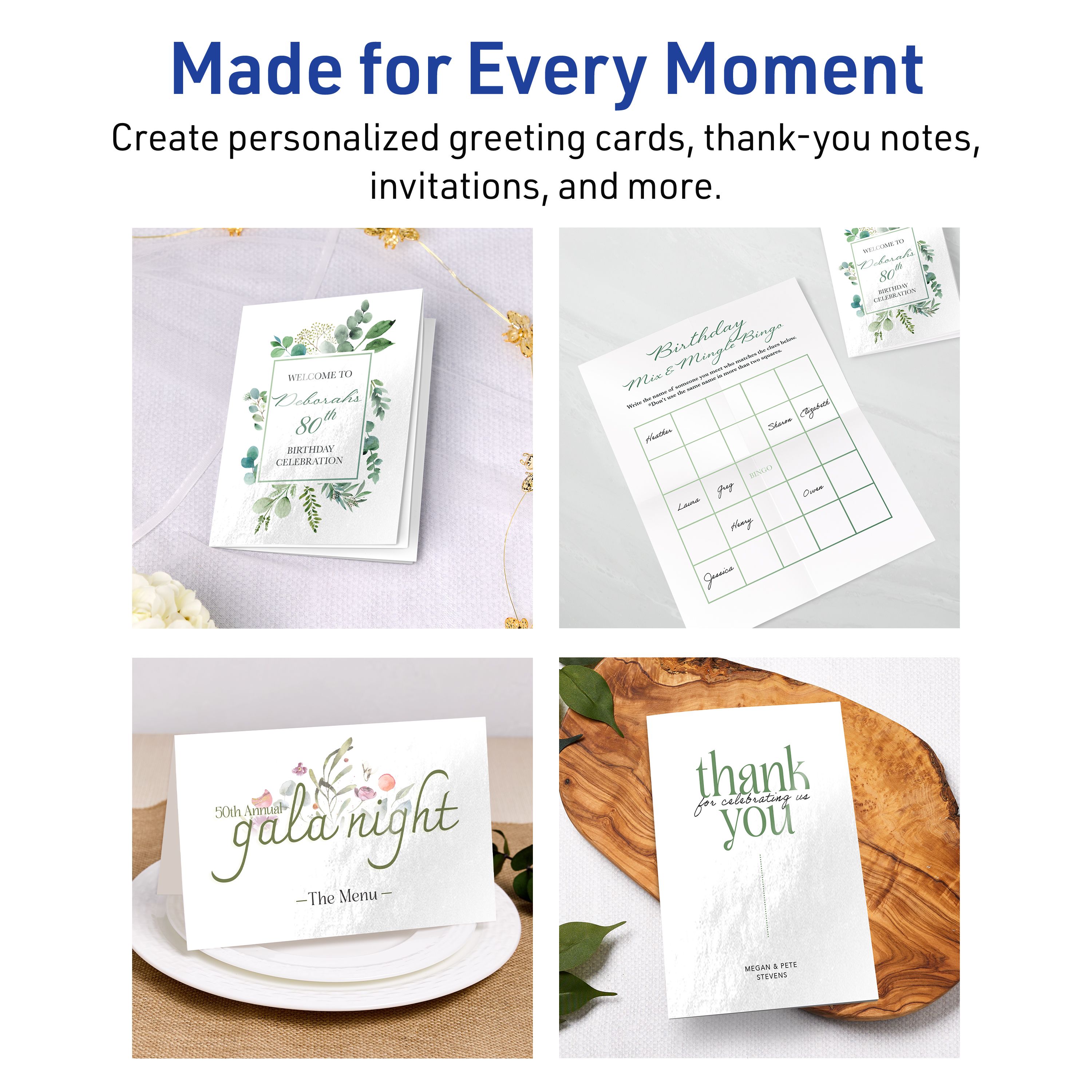 Half-Fold Greeting Cards & Envelopes, Matte White 3265 | Avery